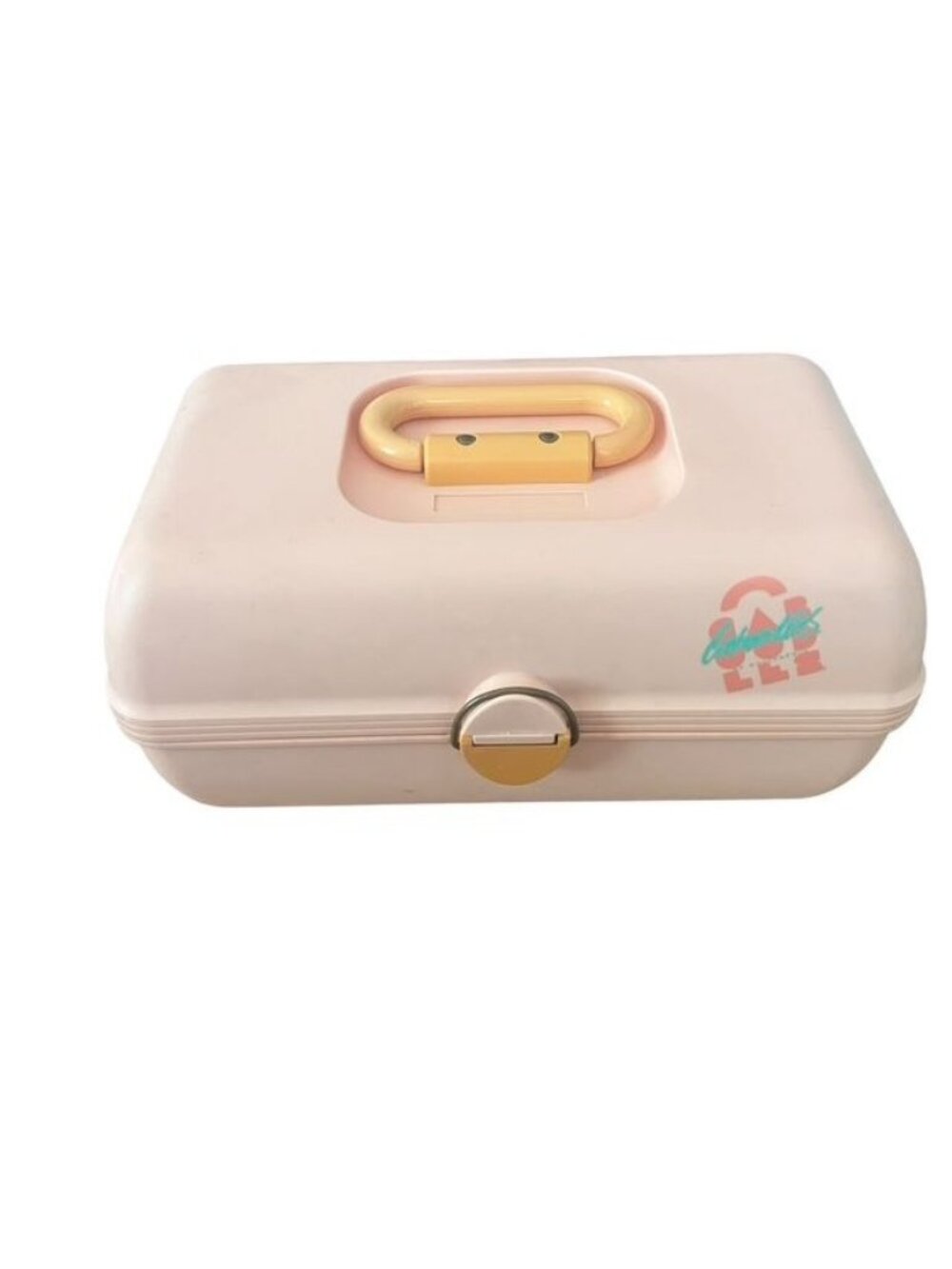 Vintage Caboodles Makeup Case Peach Pink Tiered